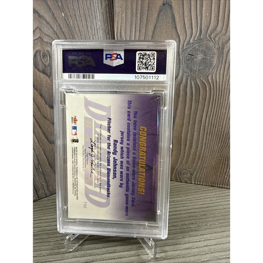 RANDY JOHNSON‎ 2001 FLEER MATERIAL ISSUE GAME USED JERSEY DIAMONDBACKS PSA 7